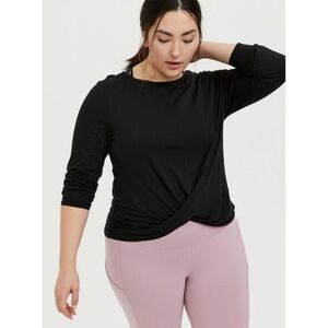 NWT Torrid Active Long Sleeve Twist Knot Black Top Women's Size 3 3X